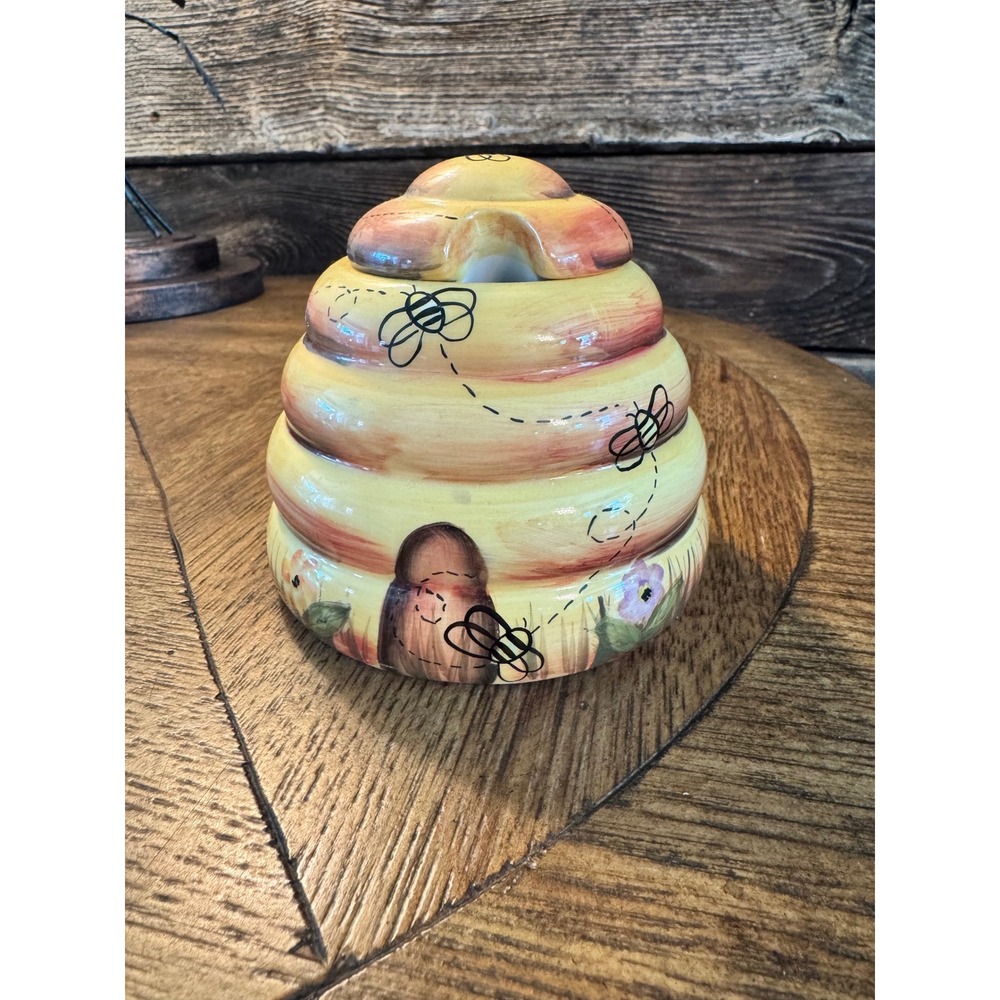 Cheri Lane Honey Bee Ceramic Beehive Honey Pot Jar Cherison‎ Enterprises 03028